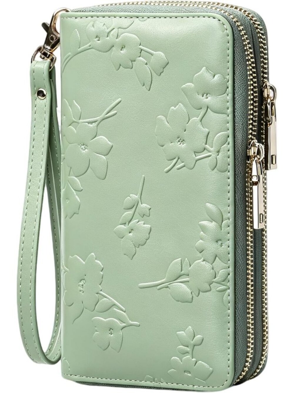 Vegan Leather RFID Blocking Wristlet Wallet - Large Capacity Clutch & Card